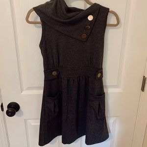 monteau dark grey sleeveless dress with metallic buttons